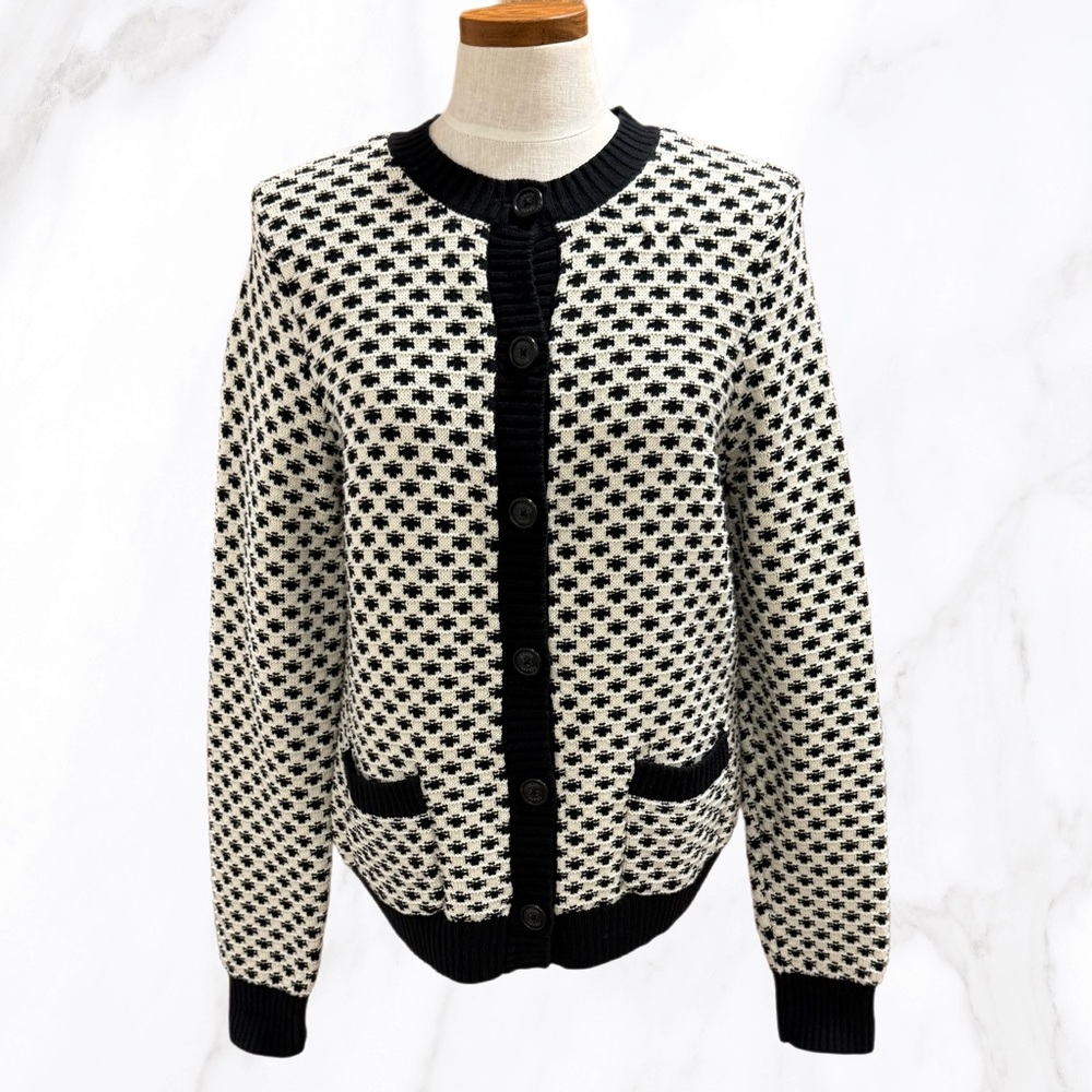 Chap’s Women’s Houndstooth 100% Cotton Button Up Heavy Cardigan, Size, XL